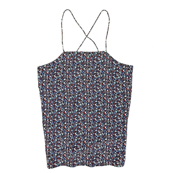 Tory Burch Coleen Blue Silk Printed Strappy Tank Top Women’s 2 - Picture 2 of 6